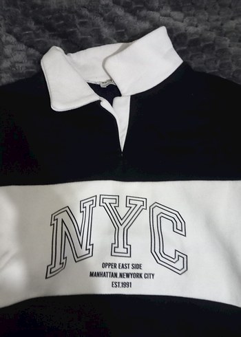 Kadın Siyah Beyaz NYC Baskılı Sweatshirt - Görsel 3