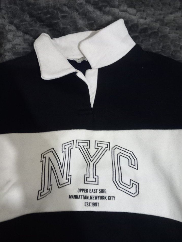 Kadın Siyah Beyaz NYC Baskılı Sweatshirt - Görsel 3