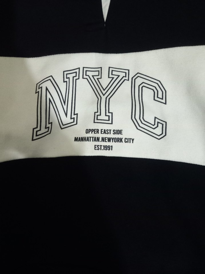 Kadın Siyah Beyaz NYC Baskılı Sweatshirt - Görsel 2