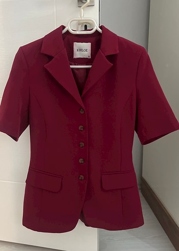 Bordo Kısa Kollu Kadın Blazer Ceket