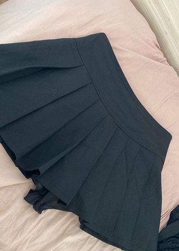 40 Beden siyah Renk Siyah Pilili Mini Etek