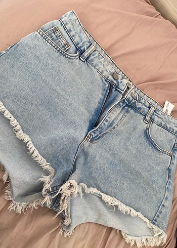 Buz mavi Renk Mini Denim Şort