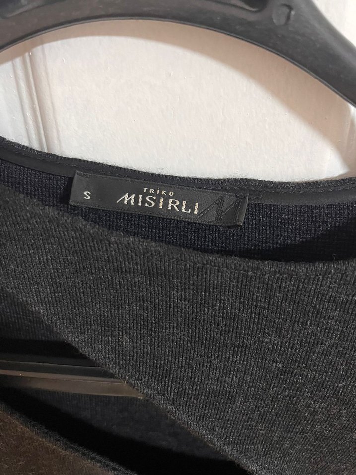 V Yaka Deri Detaylı Uzun Antrasit Elbise - Görsel 5