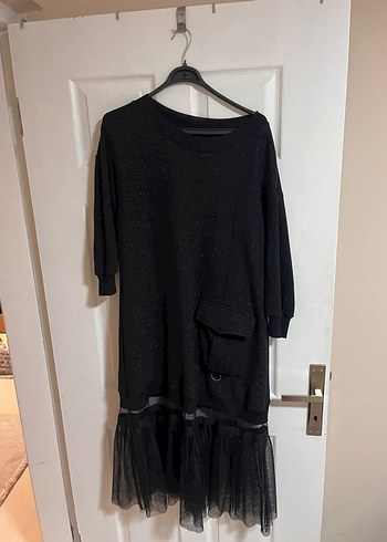 Miss Dalida Paris - Işıltılı & Tül Detaylı Siyah Elbise - Görsel 2