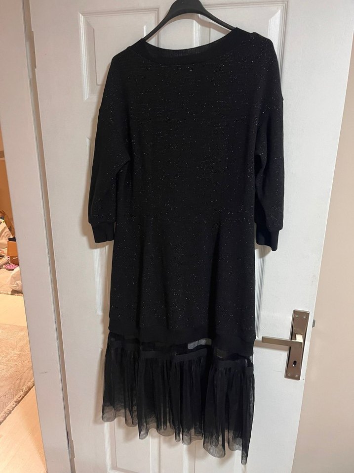 Miss Dalida Paris - Işıltılı & Tül Detaylı Siyah Elbise - Görsel 3