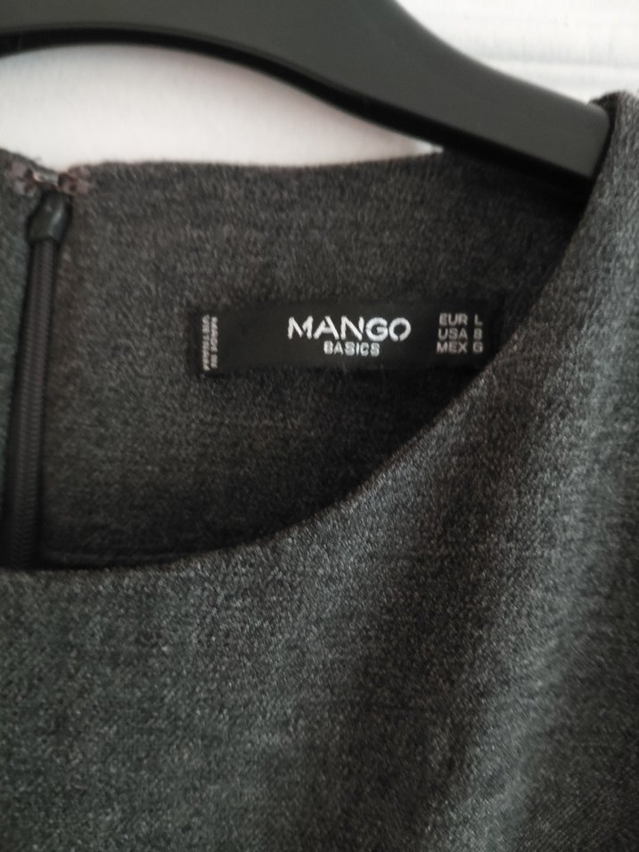 Gri Kısa Kollu Piliseli Triko Elbise - Görsel 5