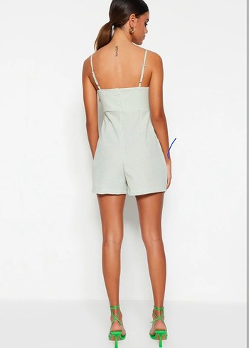 Pencere Detaylı Askılı Mini Dokuma Tulum TWOSS22TU0277 - Görsel 4