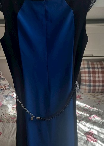 Klasik Lacivert Drapeli Midi Elbise - Görsel 7