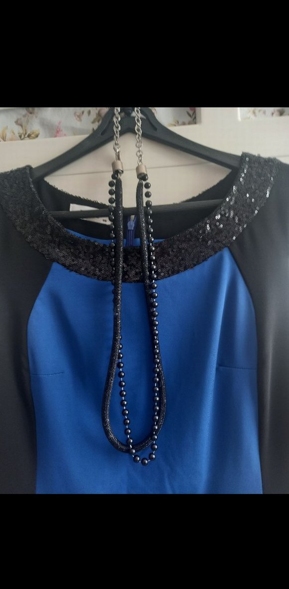 Klasik Lacivert Drapeli Midi Elbise - Görsel 3