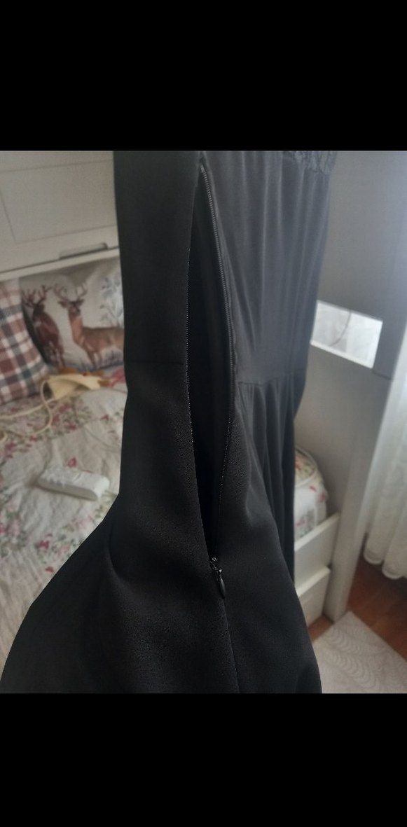 Dantel Detaylı Siyah Midi  Elbise - Görsel 3