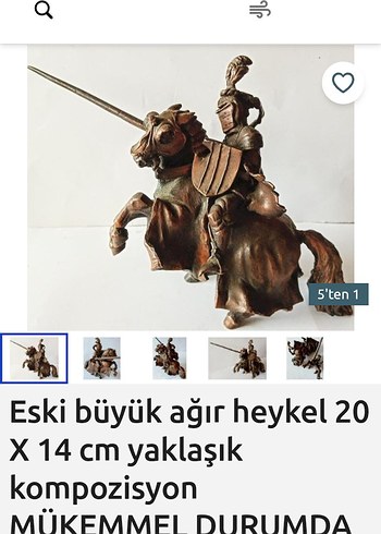 Büyük Altın Atlı Şövalye Heykeli 20x14 cm