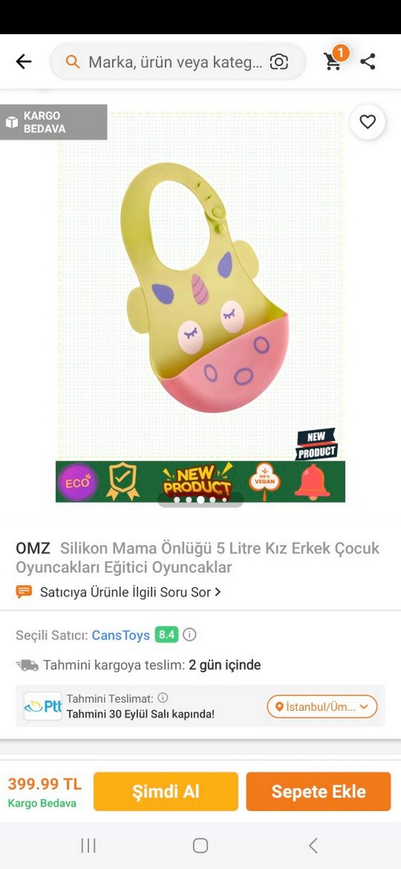 Yeşil ve Pembe Baskılı Silikon Bebek Önlüğü - Görsel 4
