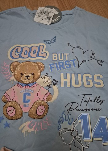 7 Yaş Beden Mavi Baskılı Kısa Kollu Kız Çocuk Pijama Takımı