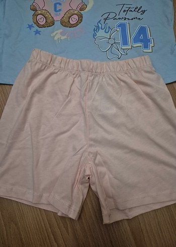 LC Waikiki Mavi Baskılı Kısa Kollu Kız Çocuk Pijama Takımı