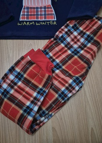 5 Yaş Beden Kız Çocuk Baskılı Uzun Kollu Polar Pijama Takımı