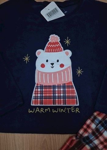 LC Waikiki Kız Çocuk Baskılı Uzun Kollu Polar Pijama Takımı
