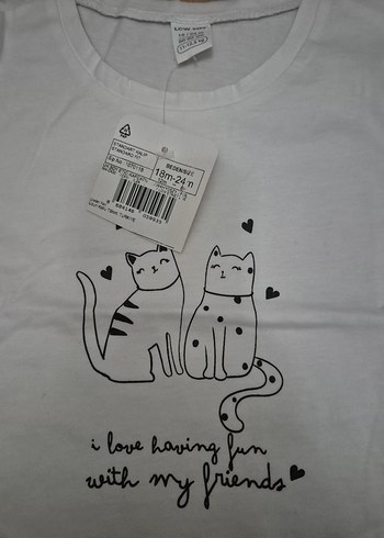 Kız Çocuk Uzun Kollu Baskılı Beyaz Tişört - Görsel 2