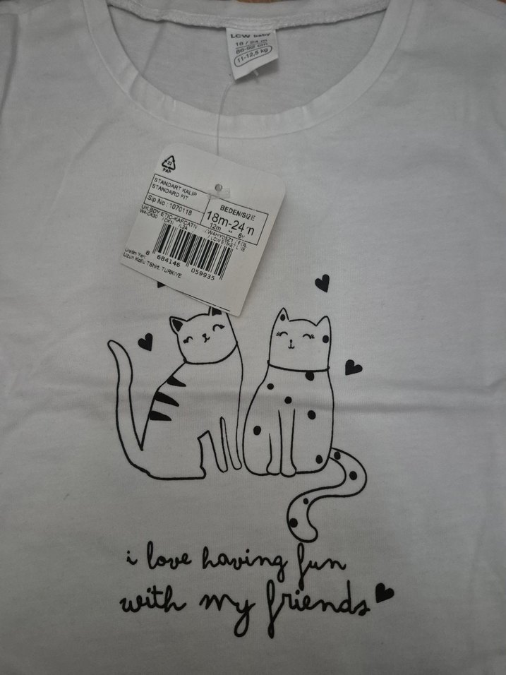 Kız Çocuk Uzun Kollu Baskılı Beyaz Tişört - Görsel 2