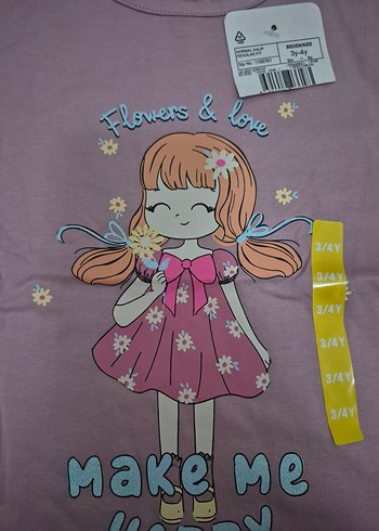 Mor Baskılı Uzun Kollu Kız Tişörtü - Görsel 2