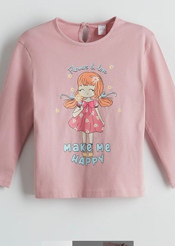 Mor Baskılı Uzun Kollu Kız Tişörtü - Görsel 3