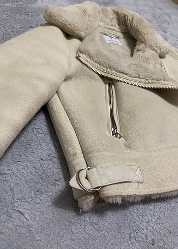 s Beden Stradivarius Bej Süet Kürklü Kadın Ceket