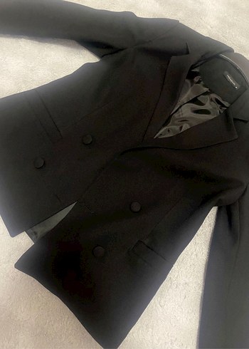s Beden Düğmeli Siyah Kadın Blazer Ceket