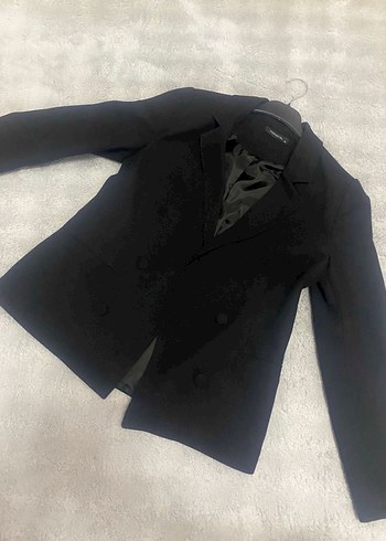 Düğmeli Siyah Kadın Blazer Ceket