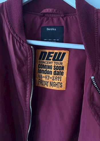 Bershka Bershka Bordo Fermuarlı Bomber Ceket