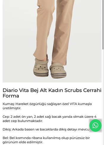 Vita Bej Kadın Scrubs Hemşire Cerrahi Pantolon - Görsel 4