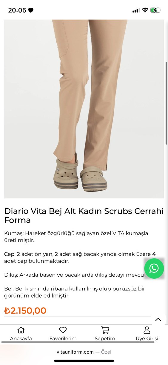 Vita Bej Kadın Scrubs Hemşire Cerrahi Pantolon - Görsel 4