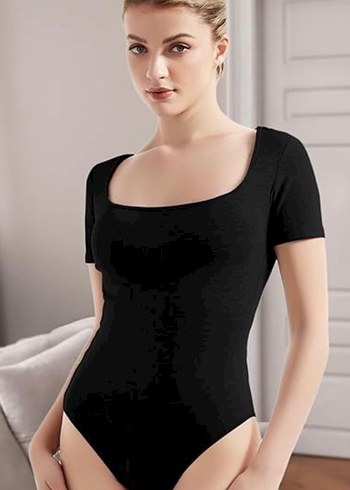 Siyah Kısa Kollu Kadın Mayo - Görsel 3