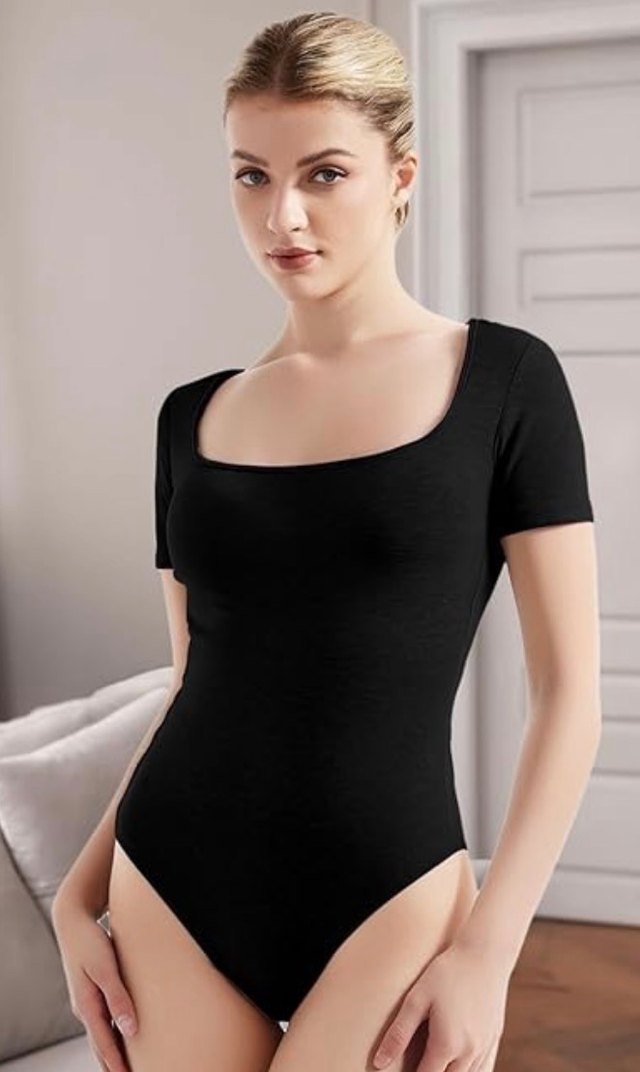 Siyah Kısa Kollu Kadın Mayo - Görsel 3