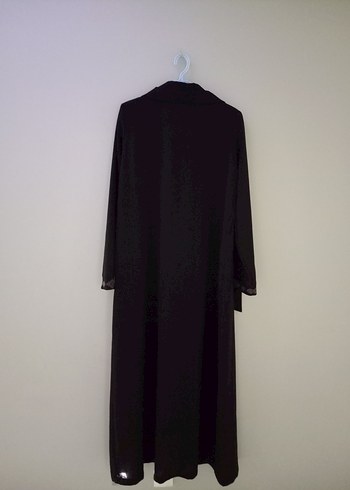 siyah dantel detaylı ferace - Görsel 2