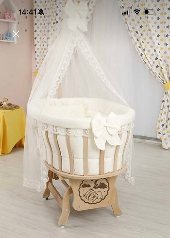 Kahverengi Ahşap Sepet Beşik - Görsel 3