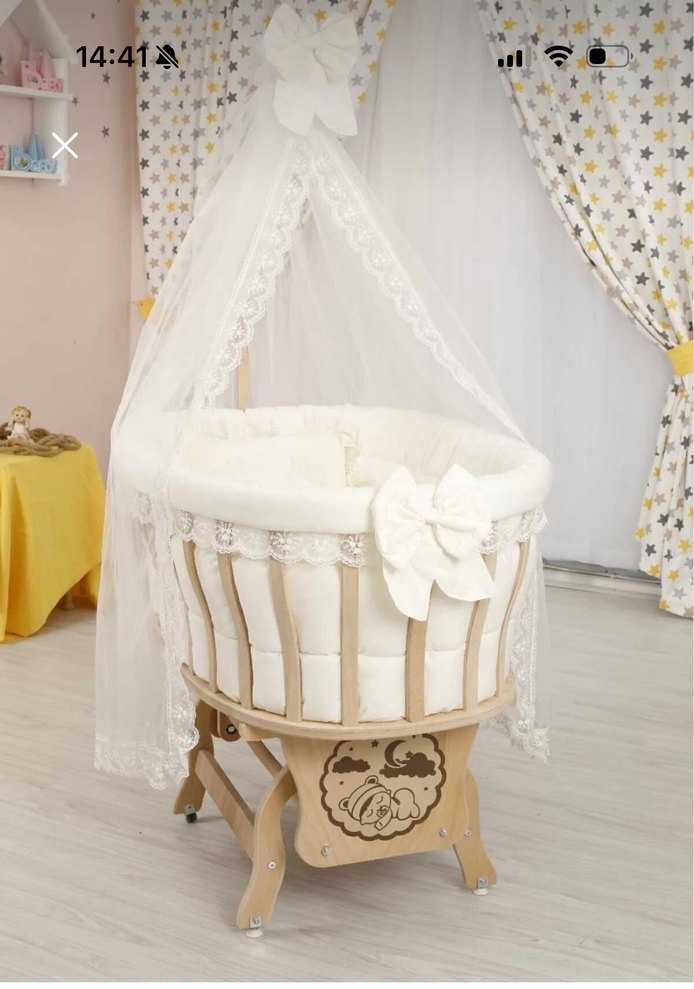 Kahverengi Ahşap Sepet Beşik - Görsel 3