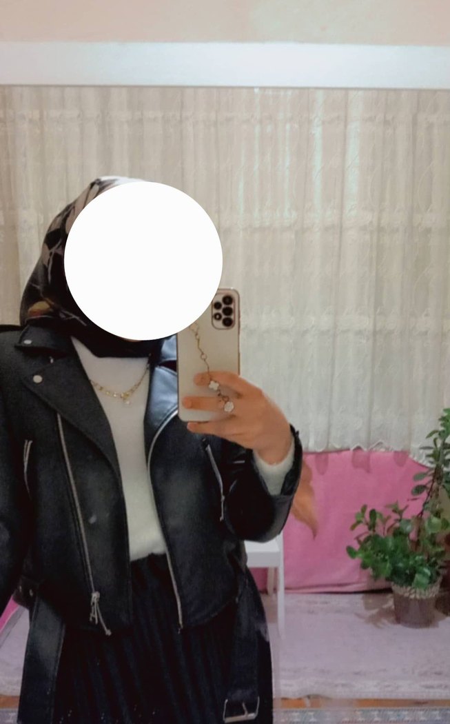 Kemerli Siyah Mini Biker Deri Ceket - Görsel 5