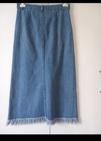 Düğmeli Uzun Jean Etek - Görsel 2