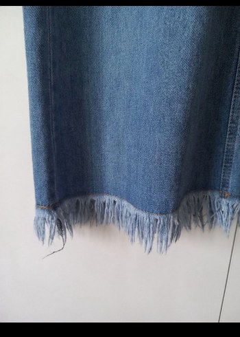 Düğmeli Uzun Jean Etek - Görsel 4