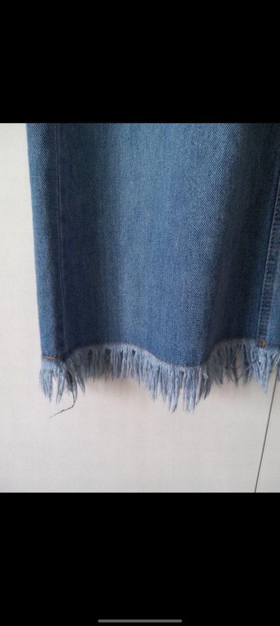 Düğmeli Uzun Jean Etek - Görsel 4