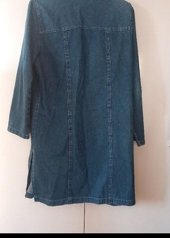 Uzun Mavi Kadın Denim Ceket - Görsel 2