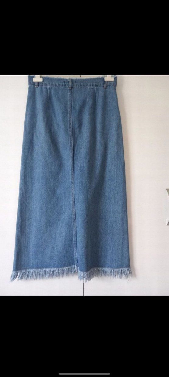 Düğmeli Uzun Kot Etek - Görsel 2