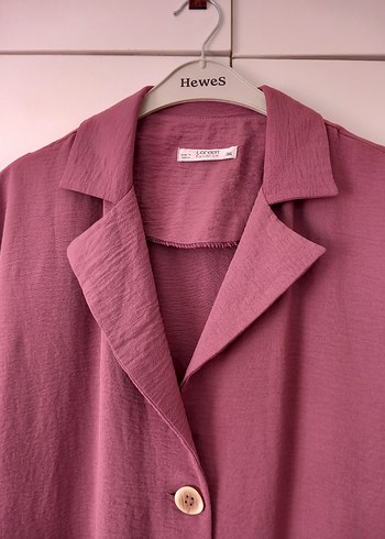 gül kurusu Düğmeli Uzun ceket - Görsel 3