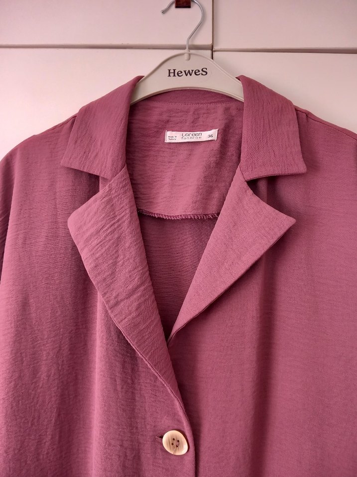 gül kurusu Düğmeli Uzun ceket - Görsel 3