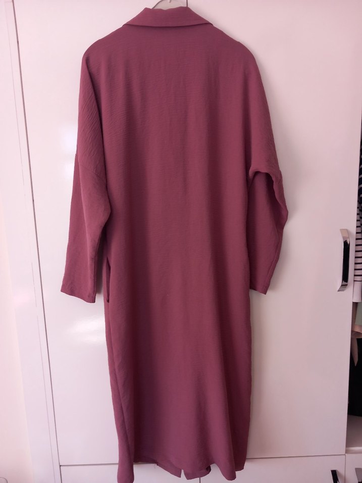 gül kurusu Düğmeli Uzun ceket - Görsel 4