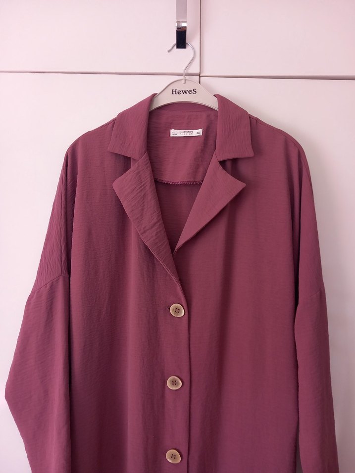 gül kurusu Düğmeli Uzun ceket - Görsel 2