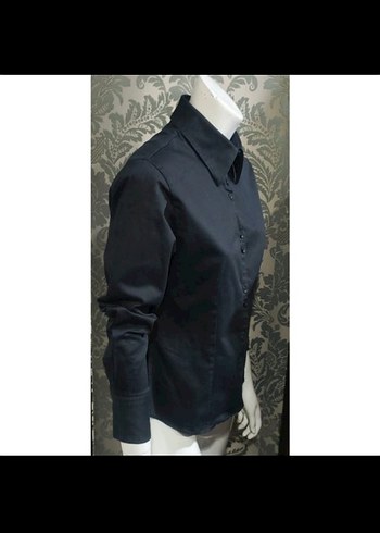 Diğer mvl xl beden Düğmeli Siyah Uzun Kollu Kadın Gömlek