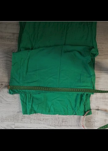50 Beden yeşil Renk Büyük Beden Lastikli Bol Paça Yazlık Pantolon