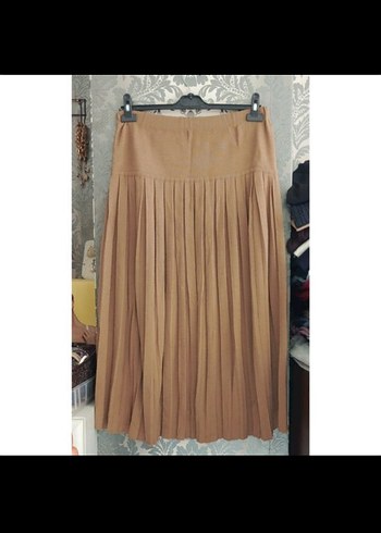 American Vintage vintage 44-46 beden Bej Pilili Uzun triko Etek