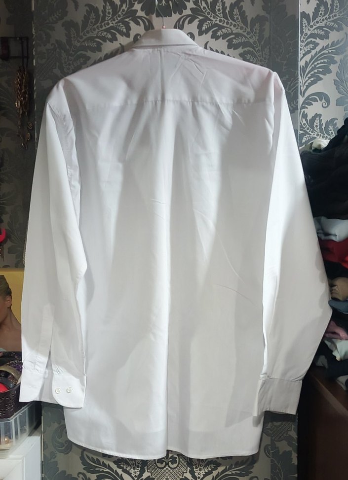 Polomen l beden Erkek Beyaz Uzun Kollu Pamuklu Gömlek - Görsel 2