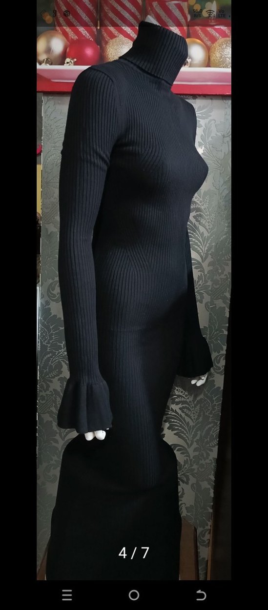 zara s beden balıkçı yaka triko elbise - Görsel 4